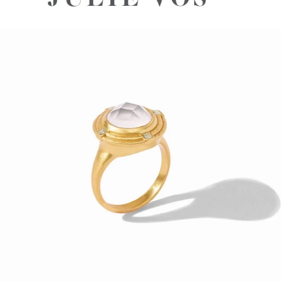 JULIE VOS® Gold Regal Quatrefoil Astor Ring Iridescent CHAMPAGNE - Picture 3 of 3